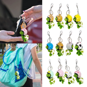 Wearing Helmet Turtle Keychain Cute Plush Keychain Pendant Bag Accessories for Car Decorations Party Gift