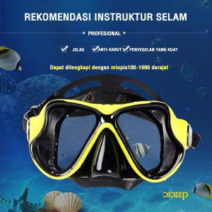 DIDEEP kacamata selam pria dewasa masker selam laut dewasa kaca mata selam kuning dan hitam Perangkat Snorkeling Profesional COD Masker menyelam kaca tempered Silikon Anti Kabut Penyegelan yang kuat anti tersedak Mask scuba Professional Snorkeling Set