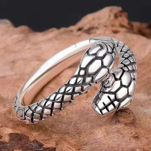 Sinboia Snake Silver Ring For Men Adjustable Ring Aesthetic Jewelry For Men Women