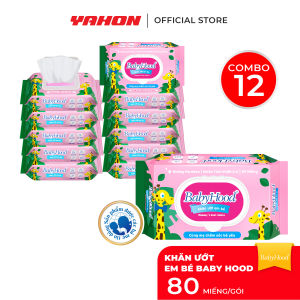Combo Khăn Ướt Em Bé BABYHOOD Không Mùi 80 Miếng/Bao