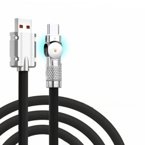 Kabel Data Pengisian Cepat dengan Kepala Putar 180° Super Cepat 120W/6A Kabel Silicon Gamer Tebal untuk Pengisian Ponsel dan Komputer Kabel Pengisian untuk Ip type C PD Micro USB untuk IOS Lightning yang Kompatibel dengan Iphone IOS/Android