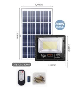 JD แท้เกรดพรีเมี่ยม  ขนาด300W 500W 1000W วัตต์ รหัสรุ่น L สุดพรีเมี่ยม เพิ่มแถบสถานะการชาร์จ เปลี่ยนแบตง่าย ไฟสปอร์ตไลท์ ไฟโซล่าเซล