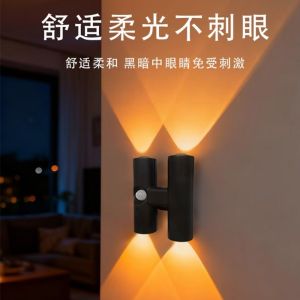 BLISSFUL Smart Sensing Motion Sensor Night Light Tri Color Light/RGB USB Charging Induction Wall Lamp Wall Lights No Drilling Required Rechargeable Wall Light Bedroom