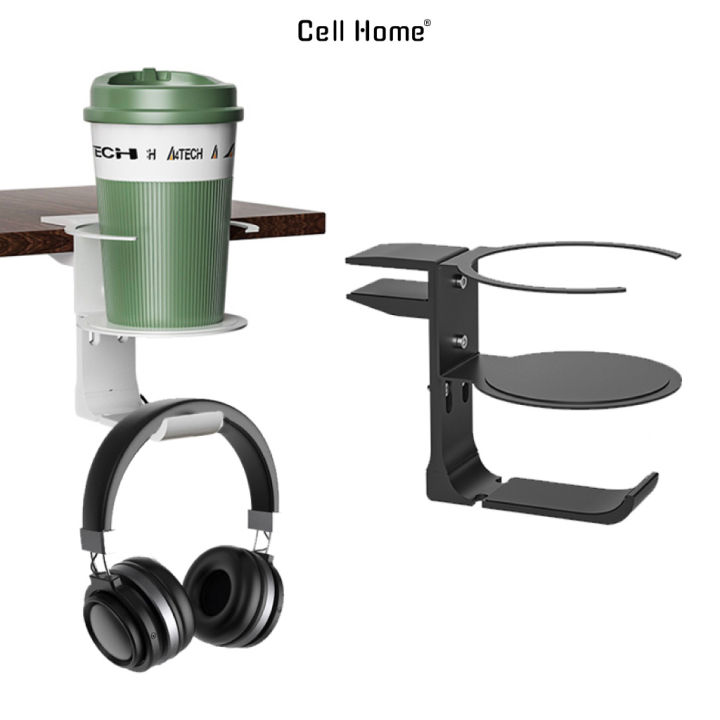 Giá đỡ tai nghe gắn bàn hợp kim nhôm có kẹp giữ cốc nước xoay 360 tiện ...