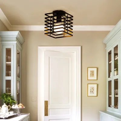 Modern Design Pendant Lights / Dining Lamps / Lampu Gantung Siling / Ceiling Pendant Light / Ceiling Lamp / Lighting E27/ Pendant Light Metal Black Cage Loft Hanging Lamp for Restaurant Kitchen Living Room Kitchen Drop Light Indoor Lighting