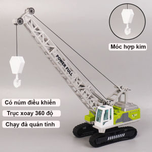 Đồ chơi mô hình cần trục nâng hàng bằng nhựa và hợp kim chạy đà trục xoay 360 độ có núm điều khiển cần dài 30cm