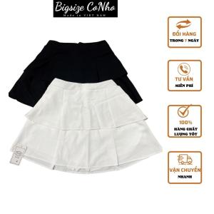 Chân Váy Xếp Ly Bigszie Nữ Hai Tầng Dáng Xòe Có Quần Bảo Hộ Lưng Cao Khóa Kéo Hông CV9