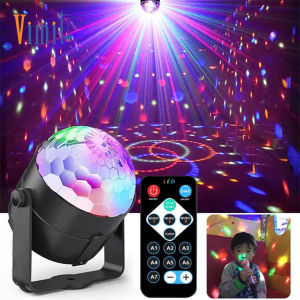 Vimite Mini Rotating Stage Disco Ball Lights 3W RGB Crystal Magic Ball Ktv Party Light Effect Lamp with Remote Controller for Christmas Home Wedding