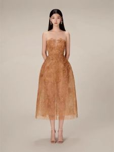 RYRYSTYLE Luxury and niche lace dress designer three-dimensional flower sequin perspective bra dress 1433