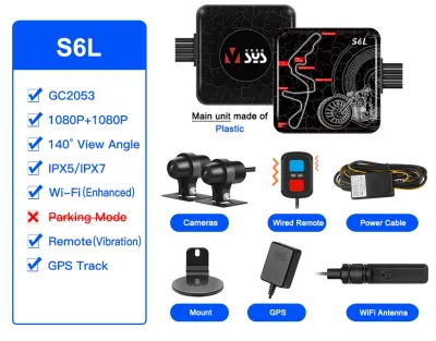VSYS S6L/Q6L Motoycycle Camera Hight Speed wifi 1080p Full HD Dual Lens Front and Rear View Motorbike Dash Cam Video Recorder Night Vision and Loop Recording