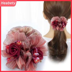 Heabety  Ban Nhạc Cao Su Mũ Hoa Tóc Dây Phụ Nữ Thanh Lịch Updo Đuôi Ngựa Đàn Hồi Lớn Scrunchie Phụ Kiện Tóc Cho Phụ Nữ