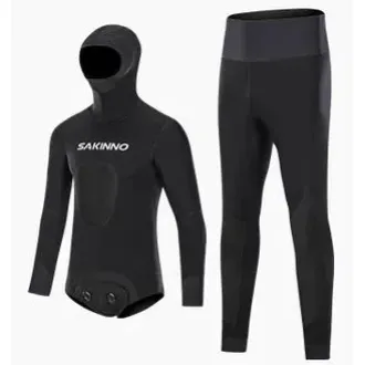 Mens 3.5MM Wetsuits SpearfishingCamouflage Two-Piece Neoprene Diving Suit Hoodie Snorkeling Suit for Freediving Snorkeling