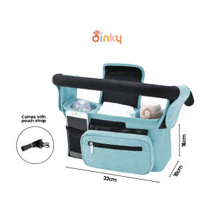 Dinky - Baby Stroller Organiser Hanging Pouch Bag | Insulated Bottle/Cup Sections | Comes with strap hooks