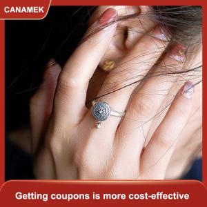【CANAMEK】 1PC Retro truyền thống lo lắng cứu trợ vòng điều chỉnh động đậy vòng cho phụ nữ cô gái