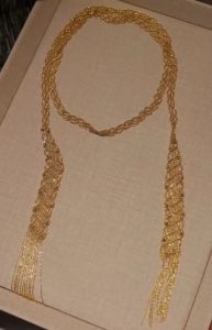 ZOCA caliber Womens necklaces Unique Genuine 925 silver Gold Elegant Bead Scarf Necklace Banderole Ribbon Shape Jewel Accessory