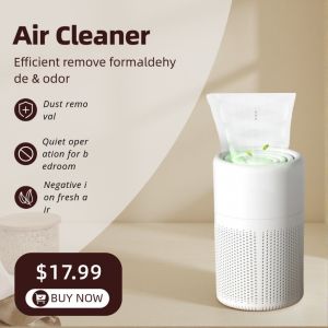 (SG)Portable Mini Air Purifier with True Filter Negative Ion Generator Remove Formaldehyde Dust Odor Quiet Low Noise Desktop Air Cleaner for Bedroom Home Office Car