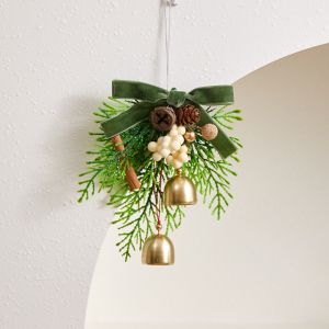GONOVO STUDIO Velvet Bow Christmas Bell Pendant 3D Creative Christmas Hanging Decorations Rustic with String Xmas Tree Pendant Xmas Party Supplies