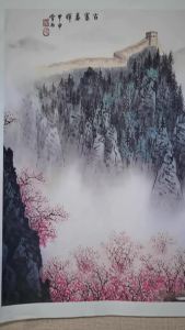 Decorative Wall Art Hanging with Pink Blossom Landscape for Living Room Office Shop Bedroom