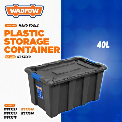 WADFOW PLASTIC STORAGE CONTAINER 40L-100L MULTIPURPOSE STACKABLE TUB BLACK ORGANIZER BIN PLASTIC BOX SOLD PER PIECE WHT