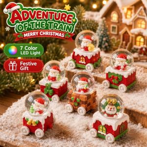 Lucky Star.my Christmas Crystal Ball Resin Desktop Decor 7 Color Led Light Santa Snowman Xmas Tree Festive Gift Home Ornament