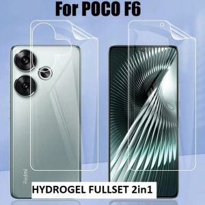 HYDROGEL CLEAR FULLSET 2 in 1 XIAOMI POCO C71 C75 F6 X5 5G POCO X5 PRO 5G POCO F5 5G F1 Plastik anti gores bening jelly bagian layar dan belakang anti jamur