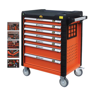 352PCS Workshop Cabinet Garage Tools Trolley with 7 Drawers Socket Wrench Set Combination Automotive Car Repair Tool Set