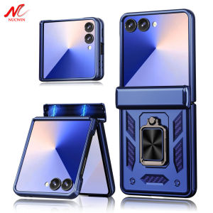 Luxury Shockproof Case for Samsung Z Flip 8 Ring Holder Magnetic Spring Hinge Protect Cover for Samsung Galaxy Z Flip 8 7 6 5 FE