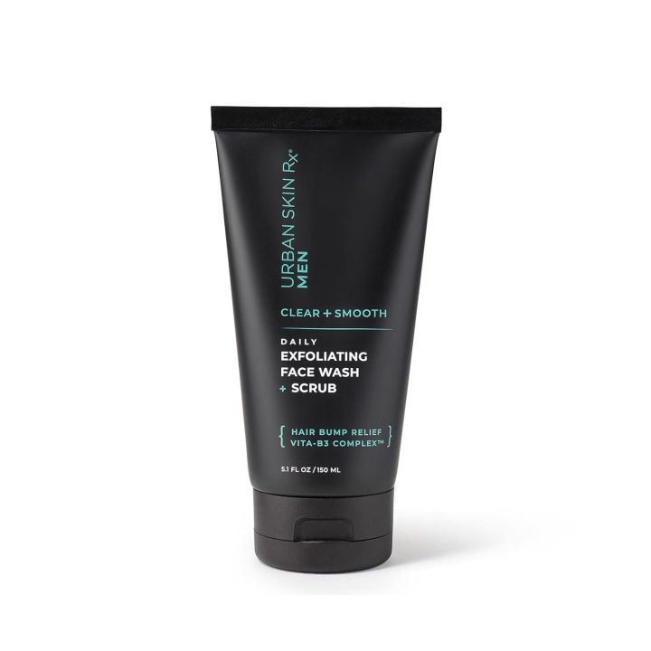 Daily Mens Exfoliating Face Wash   Scrub | Urban Skin Rx® | Powerful 2-in-1 Cleanser and Scrub | Cleans Pores of Dirt and Oil. Formulated with Salicylic Acid, Jojoba Beads and Niacinamide | 5.1 fl oz