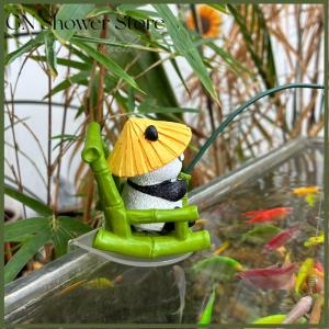 [GN Store] Fishing Panda Ornament Adorable Panda Fishing Figurine For Outdoor Decor Resin Statue Sculpture For Fishponds Aquariums For Yard
