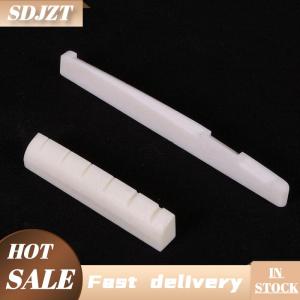 SDJZT Ivory bridge saddle and slotted nut suitable for 6-string acoustic guitar