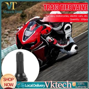 [Vktech] 100x TR413 Snap In Short Black Rubber Valve Stems Car Motorcycle Tubeless Valves