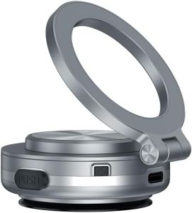 Electric Vacuum Magnetic Car Phone Mount - 360° Rotating Magnetic Phone HolderStrong Magnetic Grip for Car Kitchen Mirro Gym Bath Shower Compatible with iPhone & Android (Silver)