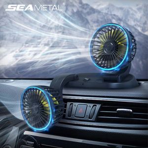 Universal Car Fan Strong Cooling 12V/24V Foldable Car Double Head Fans Auto Accessories