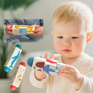 YUDESHUI Bằng gỗ Đồ chơi xếp hình động vật Đồ chơi giáo dục Phim hoạt hình Nắm nắm các khối xây dựng Bền bỉ Khối xếp hình xoay giúp phát triển kỹ năng vận động tinh và tư duy logic