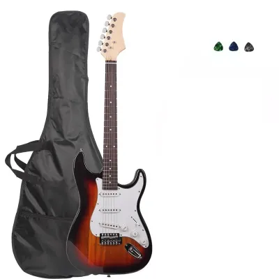 KAWES 39inch Gitar Listrik 22 Fret Leher Maple Set Gitar Listrik Flame dengan Picks Amplifier Tali Gitar dan Aksesori Gitar