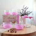 Tea pot set 5 in 1 Poci Ceret Kaca Tempat Minum Teh Sepaket Dengan Gelasnya Set TekoTeapot set 5 pcs Teapot Set Gelas  teko teh tea pot tea pot set / teko tempat air / teapot teko tempat air teh / teko beling / gelas beling / tea pot 5 in 1 / teko. 