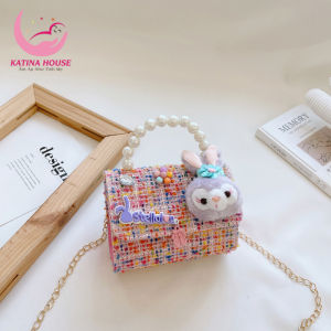 Túi đeo chéo cho bé gái thỏ tím quai chuỗi hạt có thể đeo chéo hoặc xách tay siêu xinh và sang trọng