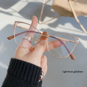 *READY STOCK AT MALAYSIA*Retro Fashion Cat-eye Anti-blue Light Glasses Metal Frame Glasses Frame Half Frame Eyebrow Flat Glasses Cermin Mata 眼镜