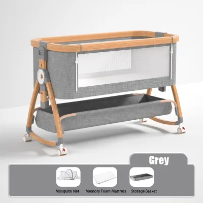 🔥SG Store🔥Multifunctional foldable baby crib removable portable newborn cradle bed European baby crib splicing big bed