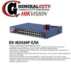 HIKVISION PoE SWITCH DS-3E0326P-E/M(B) 24 PORT 100Mbps Uplink 1000Mbps