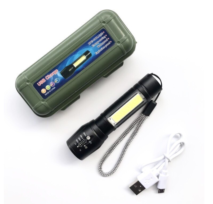 XPE+ Police Cree LED Built-in Battery Flashlight Rechargeable Waterproof USB Charge