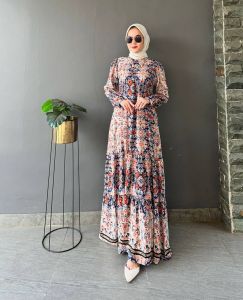 Dress Arumi Cantik Elegant Busui Frendly Mat Rayon Outfit Wanita Kekinian Ootd Hijab Style