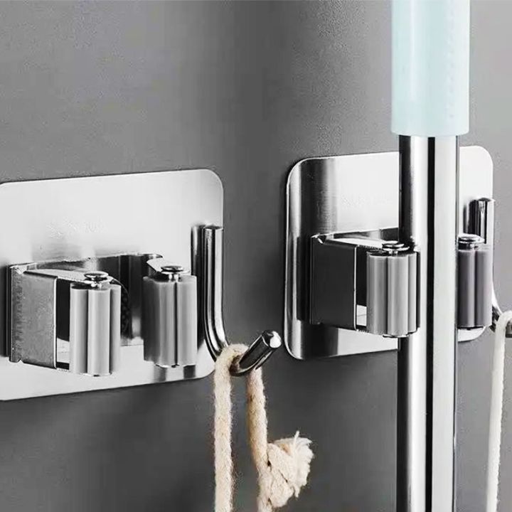 thumbnail image 2 of Self-Adhesive Wall Mounted Broom & Mop Holder – Strong Stick, Easy Install 2 of 4