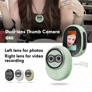 Dual-Lens Cute Mini Thumb Vlog Camera 4K Wearable POV Action Cam Touch Screen Portable Pocket DV with 1.47" Touch Screen Magnetic Mount WiFi Sync & Video Filters for Cycling & Travel