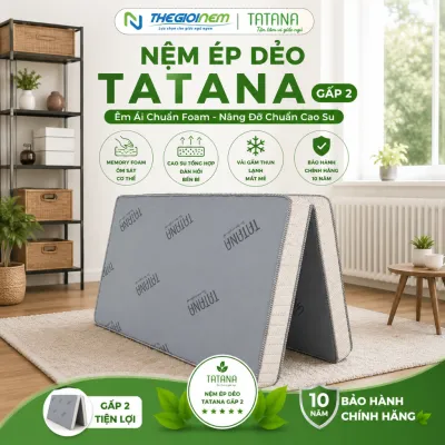Nệm Foam Ép Dẻo Gấp 2 TATANA – Mềm Dẻo Êm Ái-Bảo hành 10 Năm.