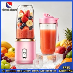 Vktech Electric Portable Blender with 6 Blades 400ml Rechargeable Juice Cup for Fitness and Home Kitchen Food Mixer