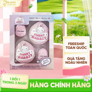 Set Bông Mút Tán Nền Sweet Rabbit Sweet Puff ( 02 Cái Lớn 02 Cái Nhỏ )