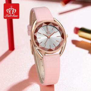 Fatelove official new original authentic womens watch waterproof luxury brand fashion casual simple diamond-encrusted pink quartz watch strap high hardness mirror gift for girlfriend