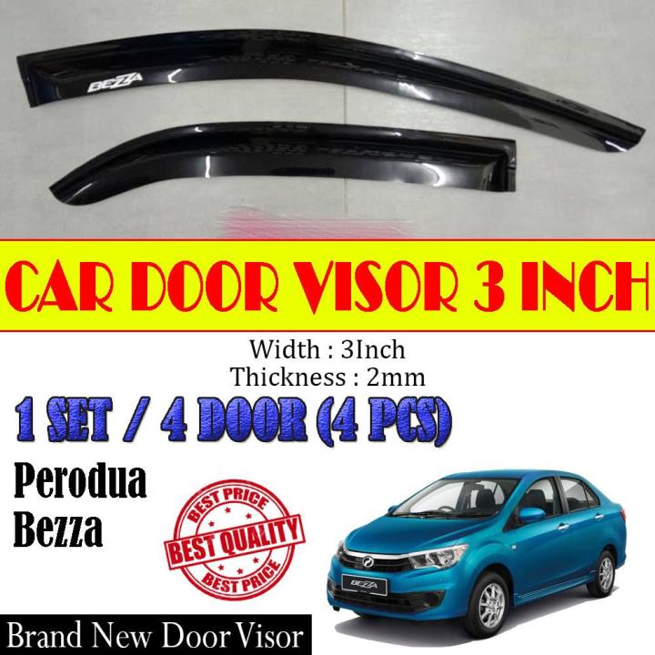 Perodua Bezza Door Visor 3' Air Press Window Acrylic Wind Deflector For ...