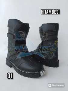 Sepatu Cross Safety Sepatu Trail Vintage Racing Sepatu Gunung Mx boots Sepatu Trabas Sepatu Cross Clasik Pendek besi 01 Hitam